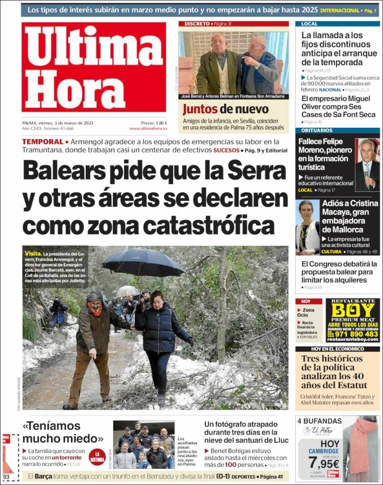 Portada de Última Hora (España)