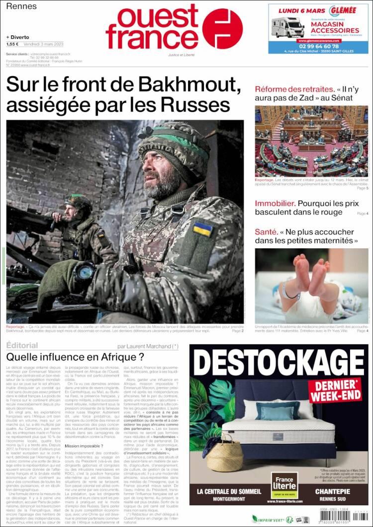 Portada de Ouest France (Francia)