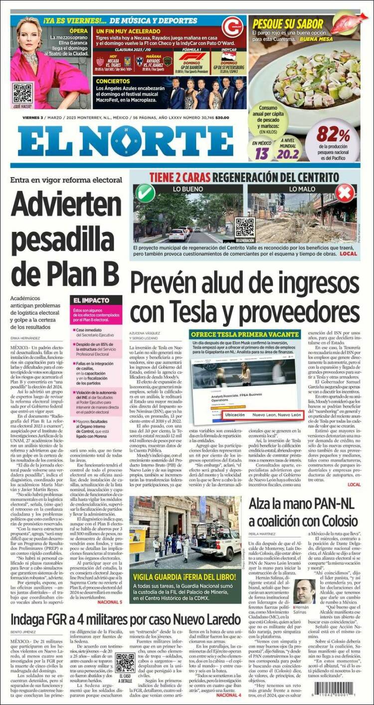 Portada de El Norte (M&eacute;xico)