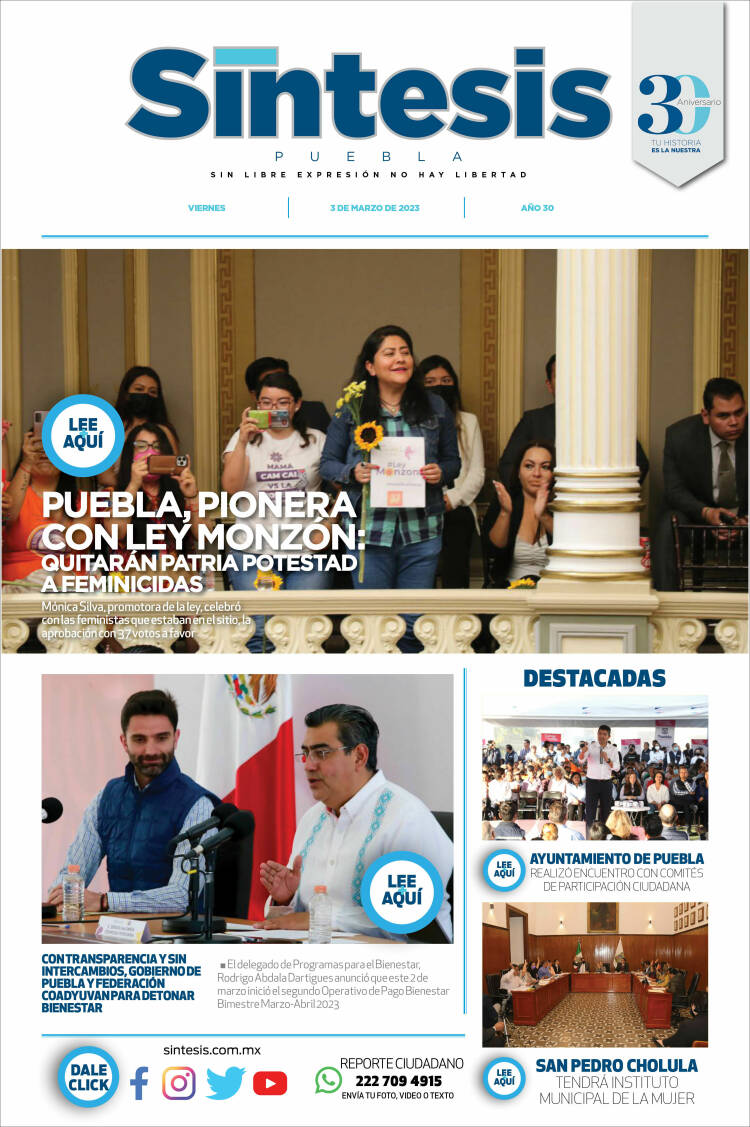 Portada de Síntesis - Puebla (M&eacute;xico)