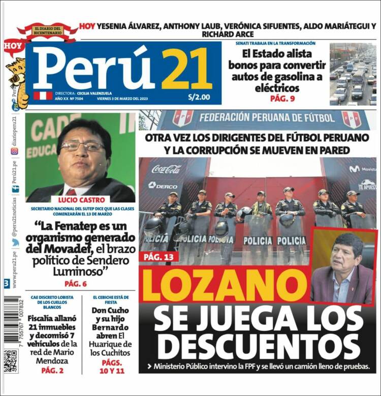 Portada de Perú 21 (Per&uacute;)