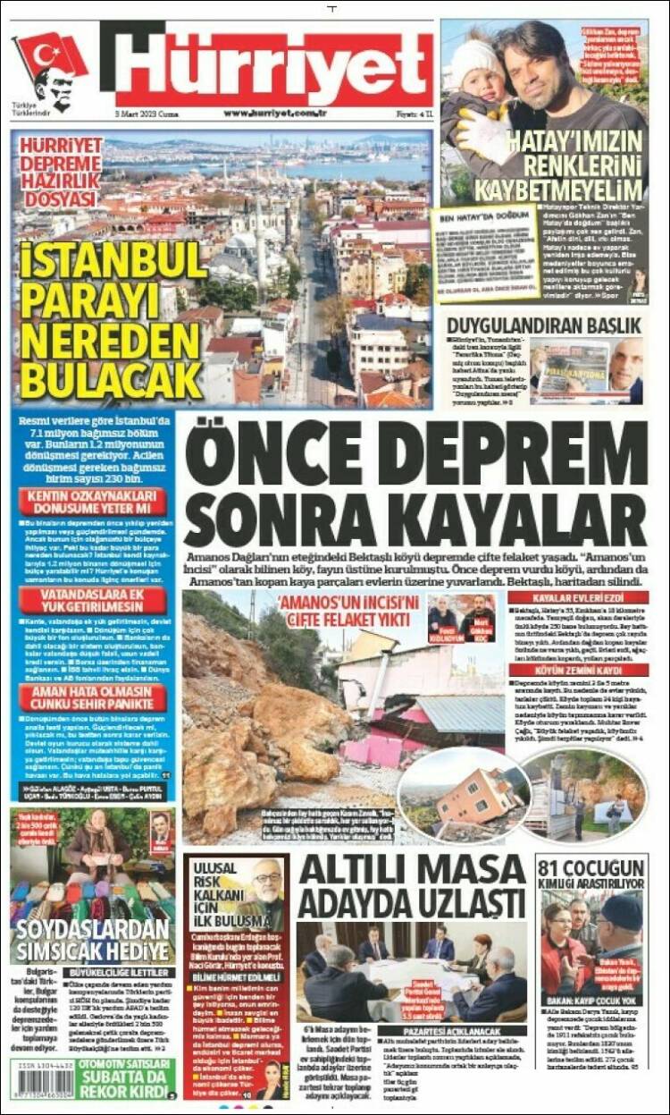 Portada de Hürriyet (Turqu&iacute;a)