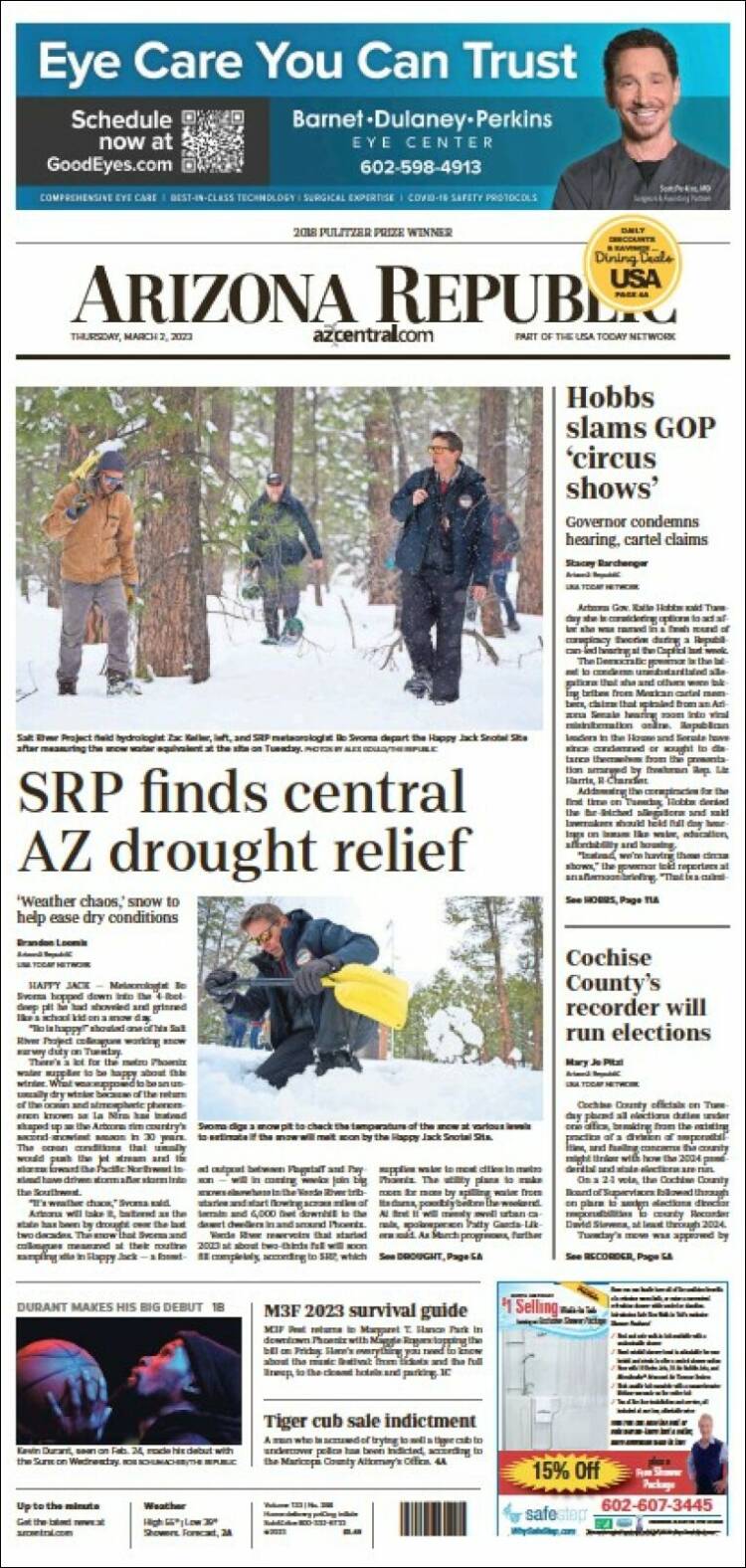 Portada de Arizona Republic News (USA)