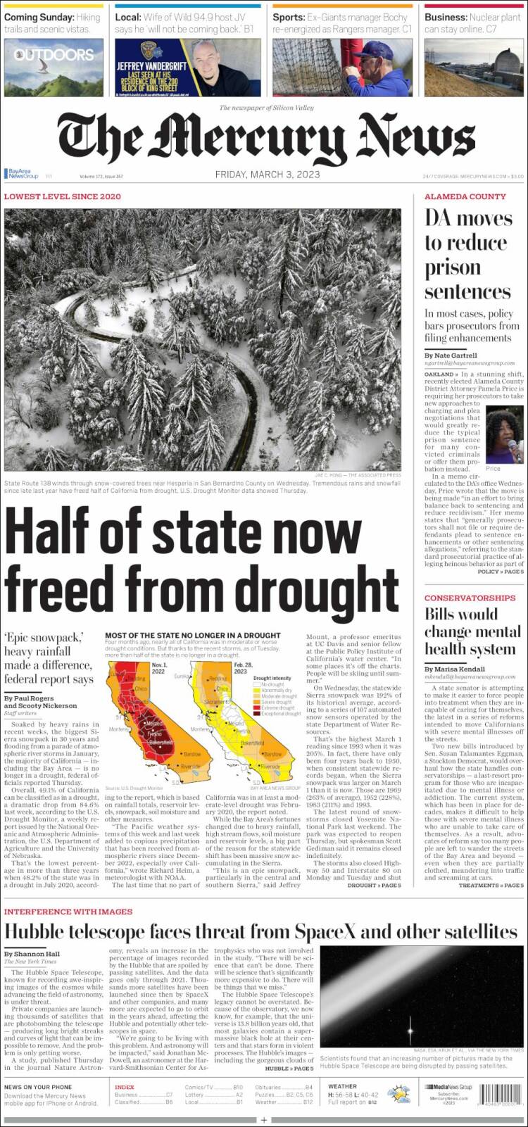 Portada de San Jose Mercury News (USA)
