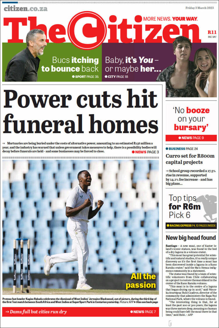 Portada de The Citizen (Sud&aacute;frica)