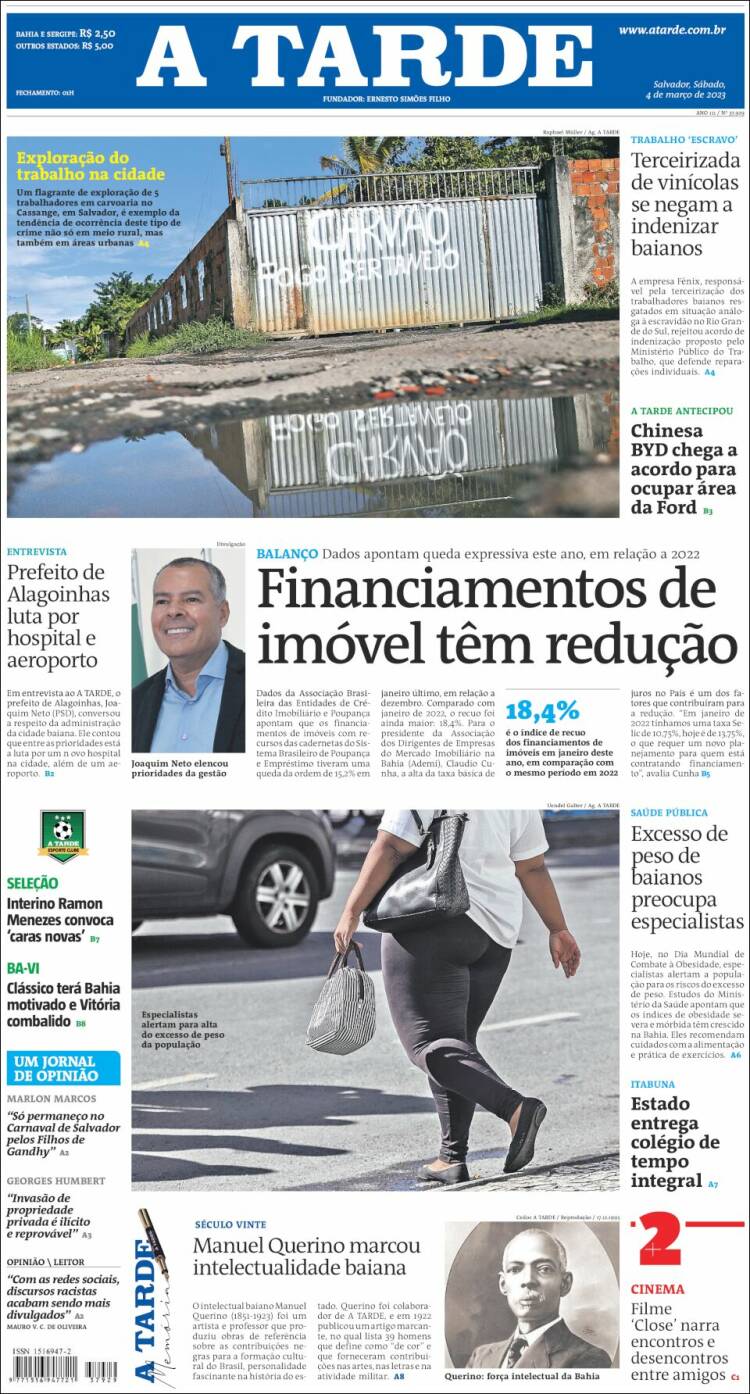 Portada de Diário A Tarde (Brasil)