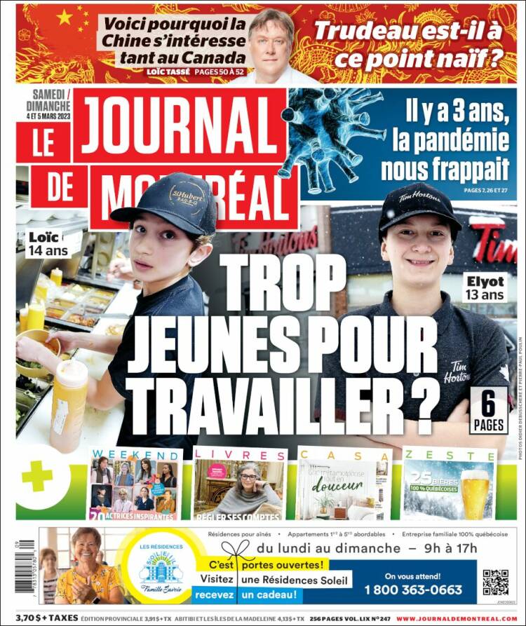 Portada de Le Journal de Montréal (Canadá)