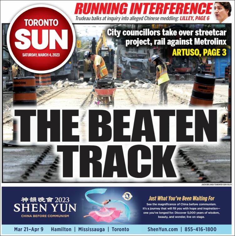 Portada de The Toronto Sun (Canadá)