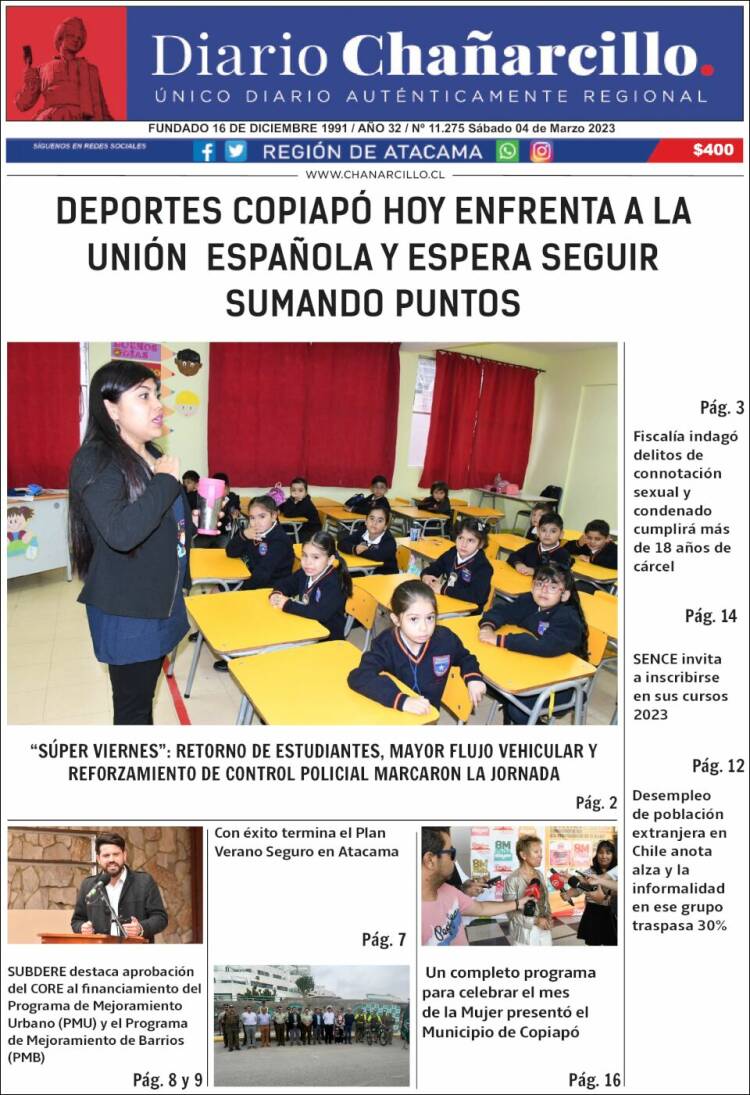 Portada de Diario Chañarcillo (Chile)