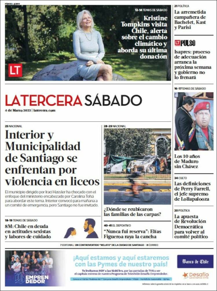 Portada de La Tercera (Chile)