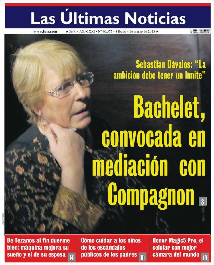 Portada de Las Últimas Noticias (Chile)