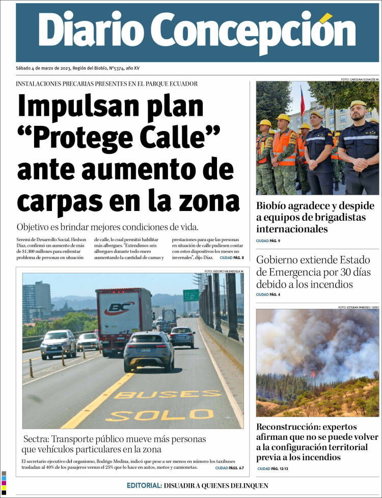 Portada de Diario de Concepción (Chile)