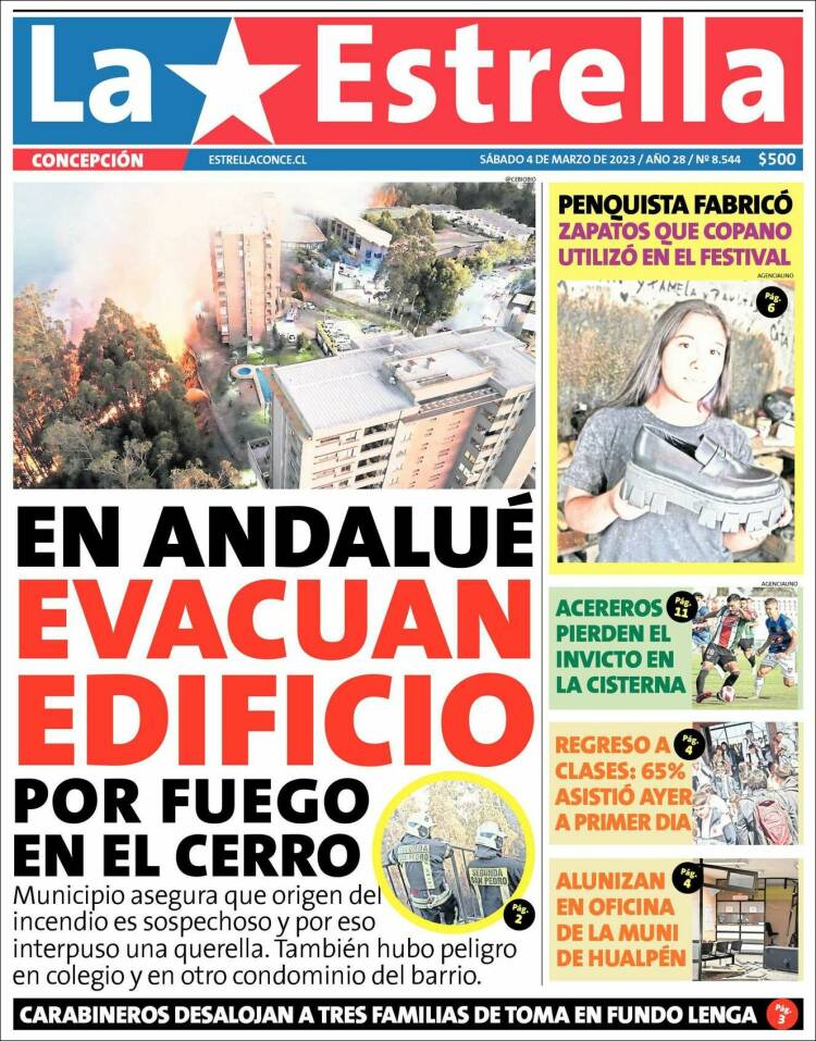 Portada de La Estrella de Concepción (Chile)