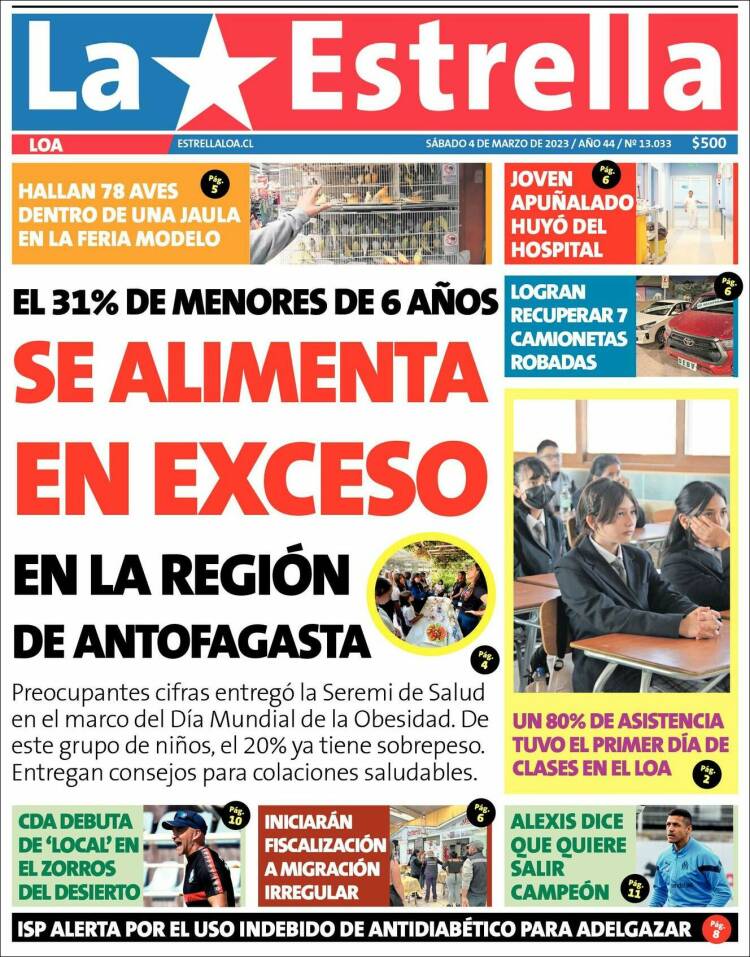 Portada de La Estrella de Loa (Chile)