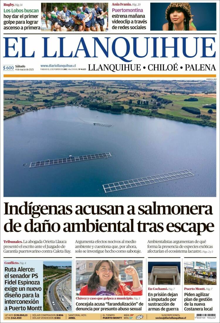 Portada de El Llanquihue (Chile)