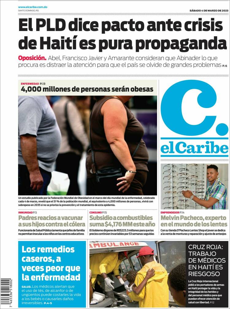 Portada de El Caribe (R. Dominicana)