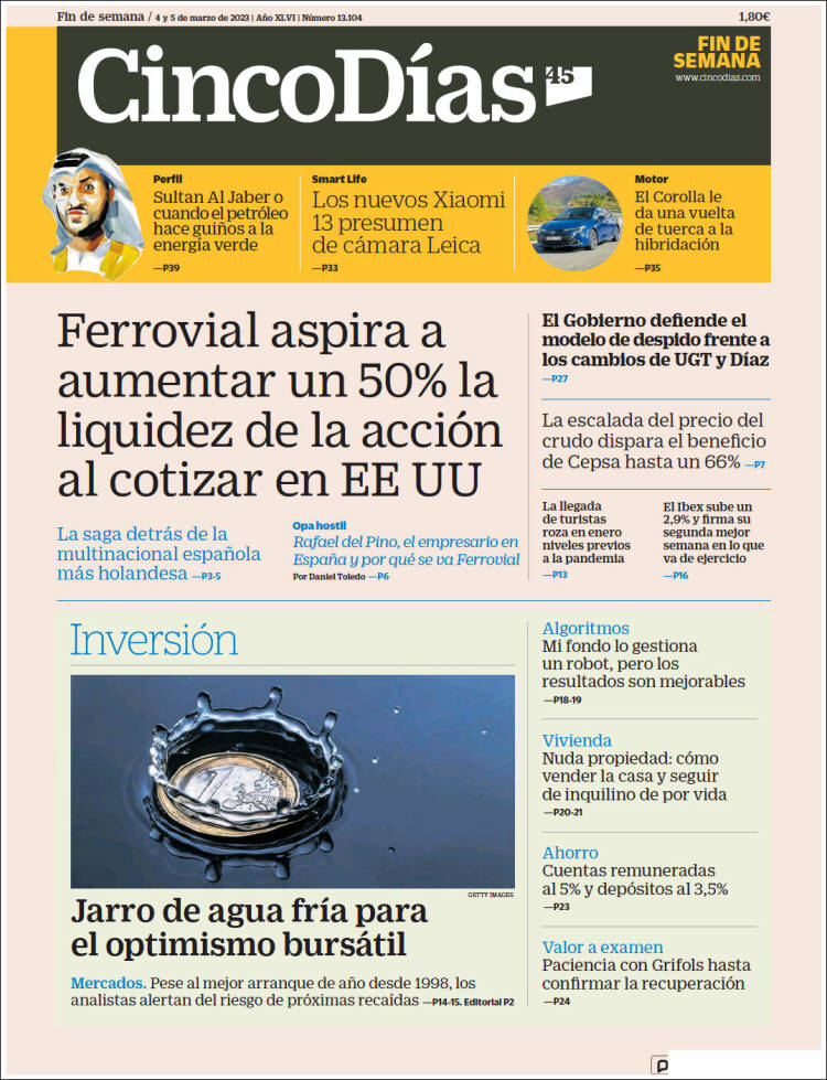 Portada de Cinco Días (Espa&ntilde;a)