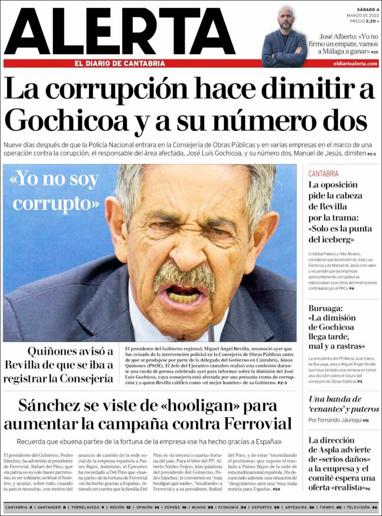 Portada de Alerta - El Diario de Cantabria (España)