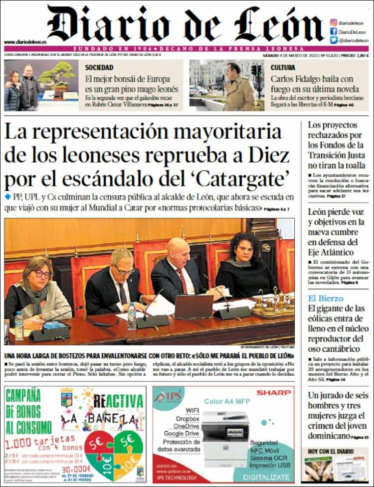 Portada de Diario de León (España)