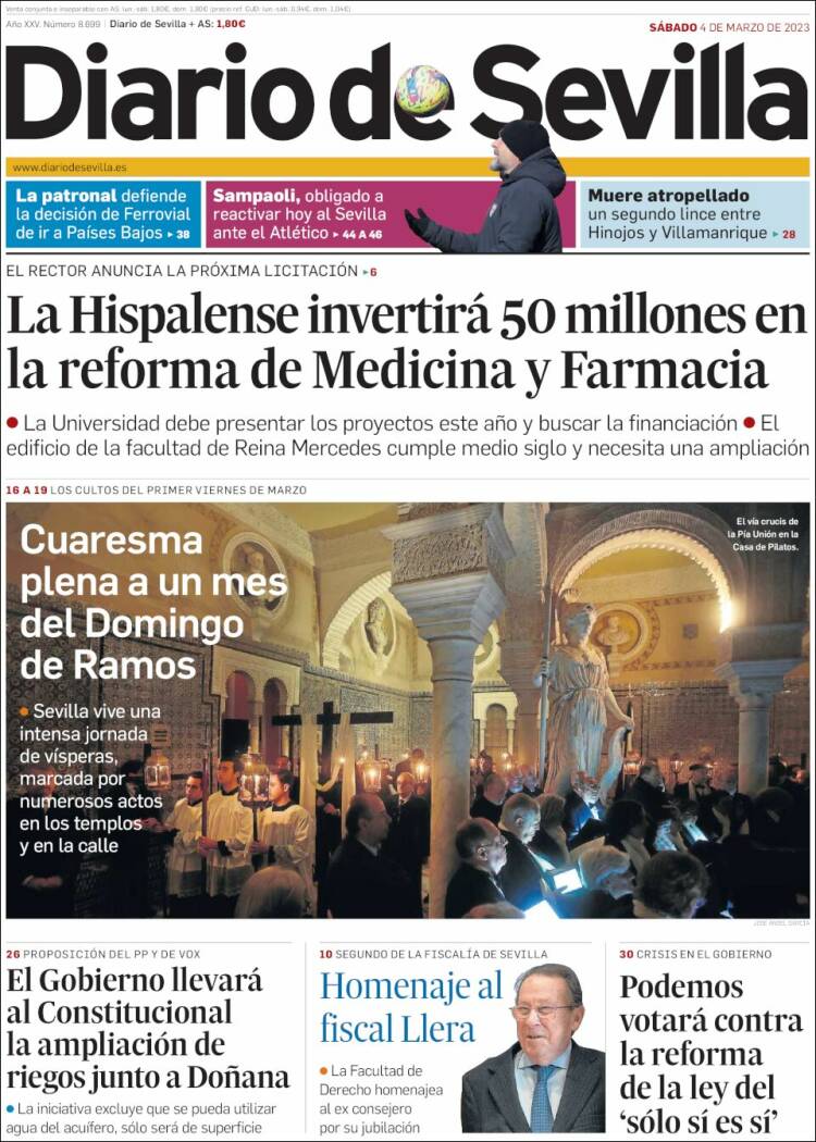 Portada de Diario de Sevilla (España)