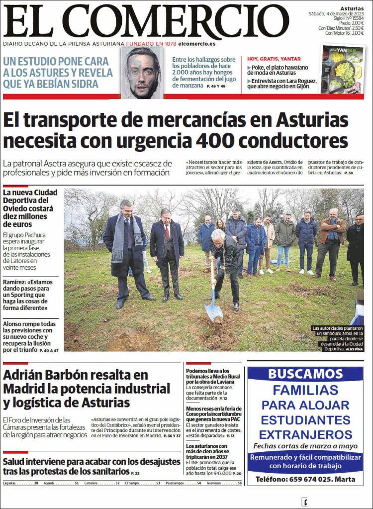 Portada de El Comercio (España)