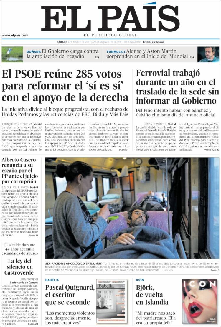 Portada de El País (España)