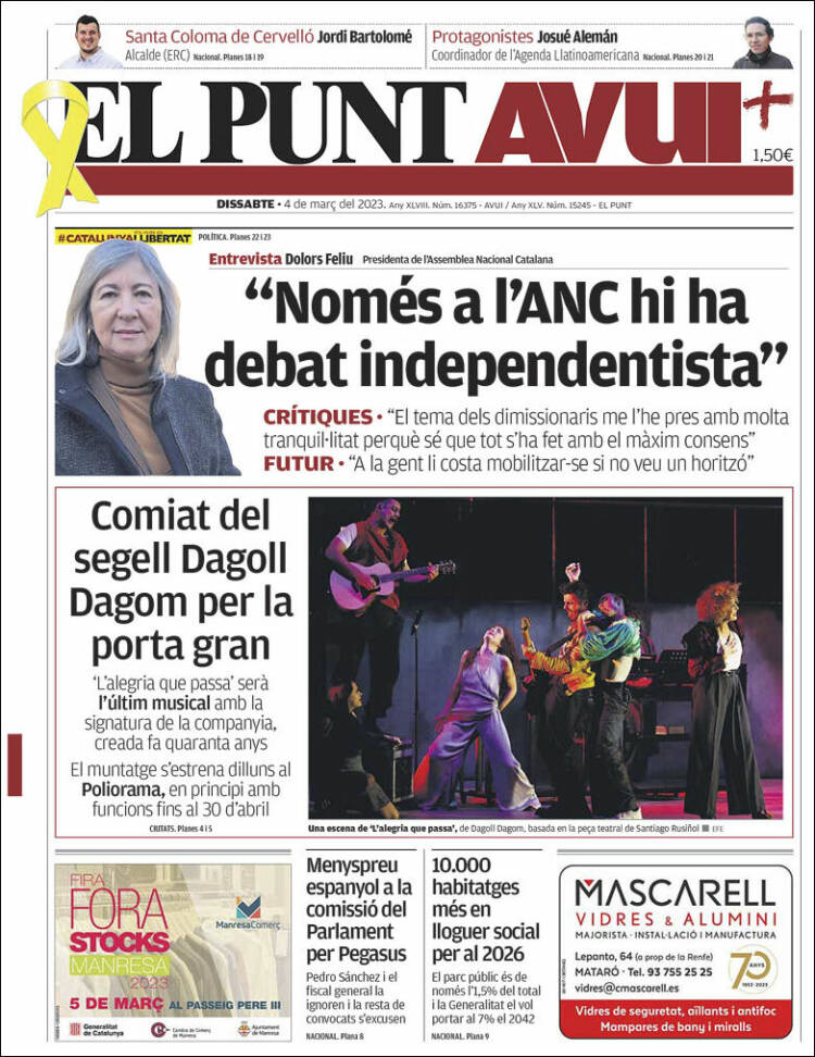 Portada de El Punt Avui (España)