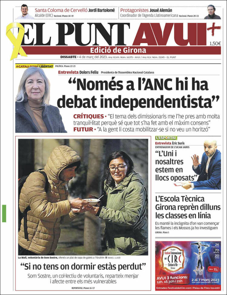 Portada de El Punt Avui - Girona (España)