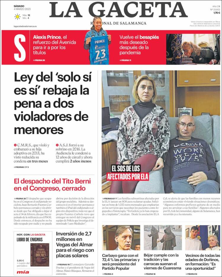 Portada de La Gaceta de Salamanca (España)