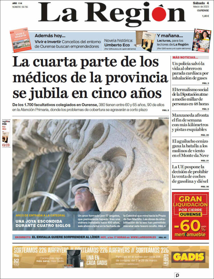 Portada de La Región de Ourense (España)