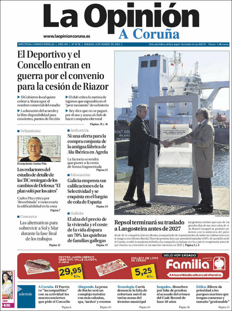 Portada de La Opinión de A Coruña (España)