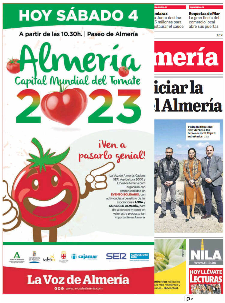 Portada de La Voz de Almería (España)