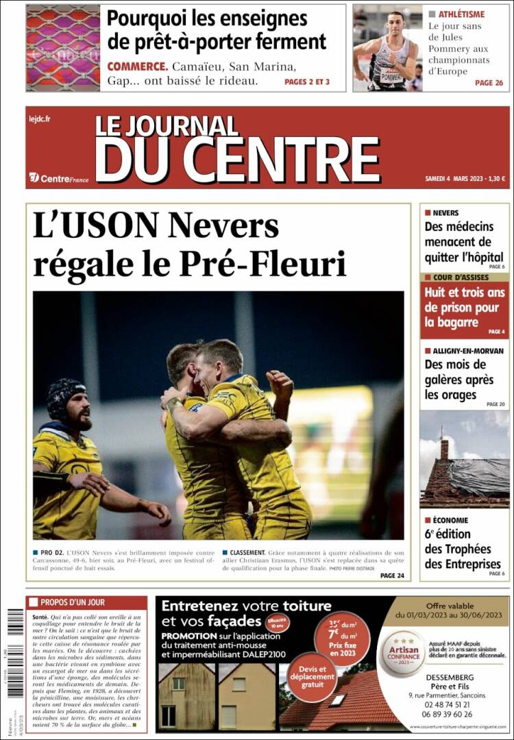 Portada de Le Journal du Centre (France)