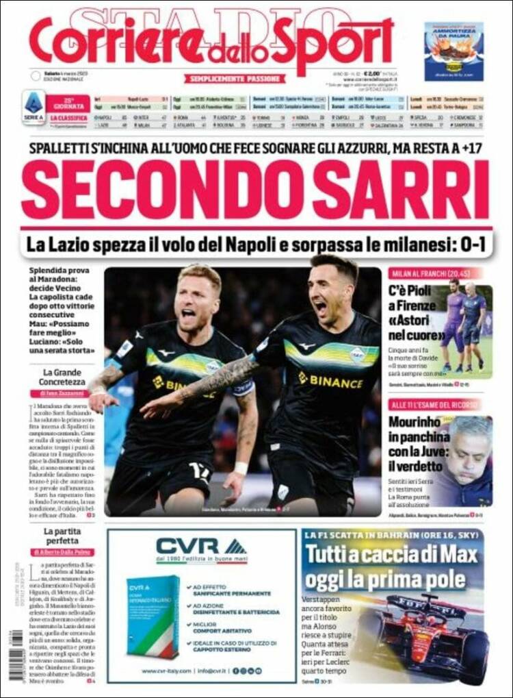 Portada de Corriere dello Sport (Italie)