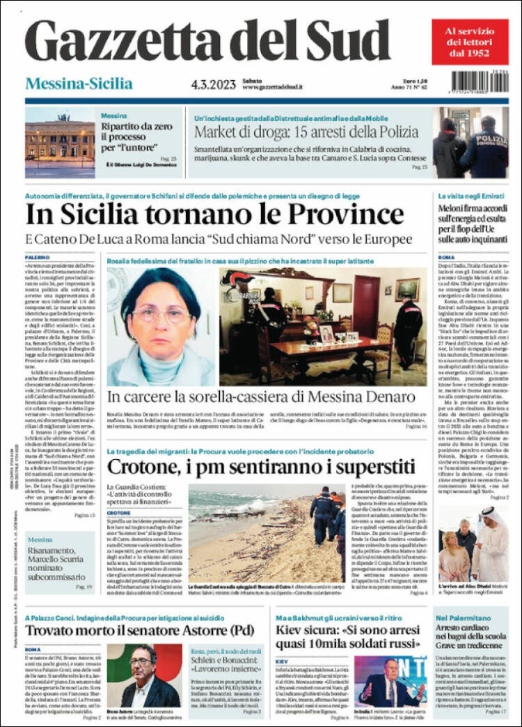 Portada de Gazzetta del Sud (Italie)