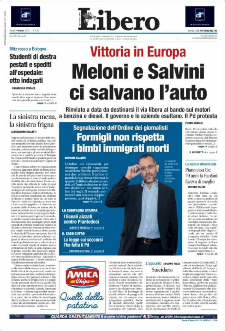Portada de Libero (Italie)