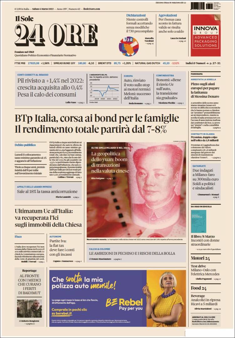 Portada de Il Sole 24 ORE (Italy)