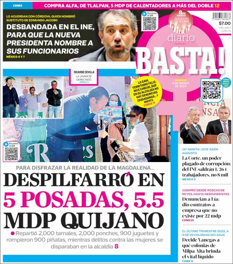 Portada de Diario Basta (México)