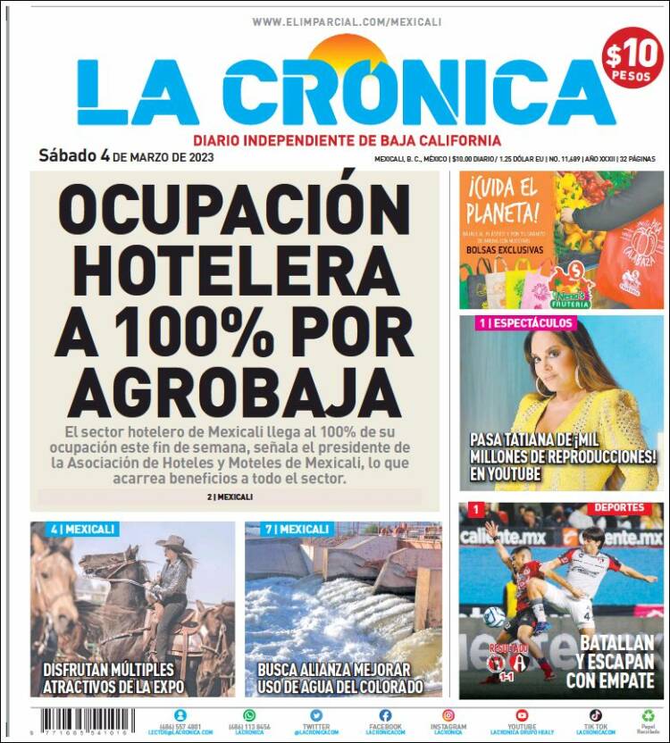 Portada de La Crónica de Baja California (México)