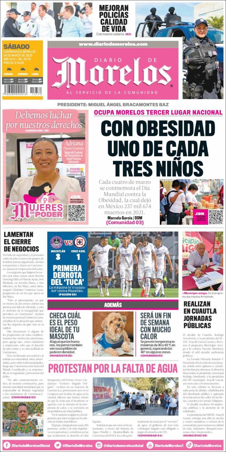 Portada de Diario de Morelos (México)