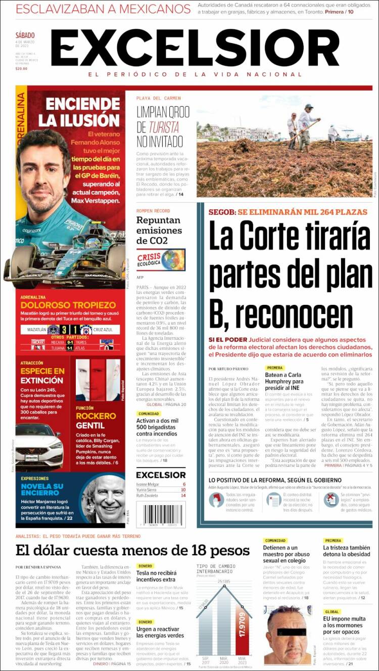 Portada de Excelsior (México)