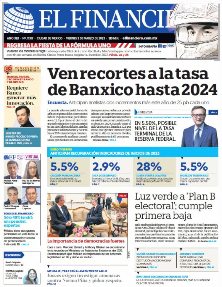 Portada de El Financiero (México)