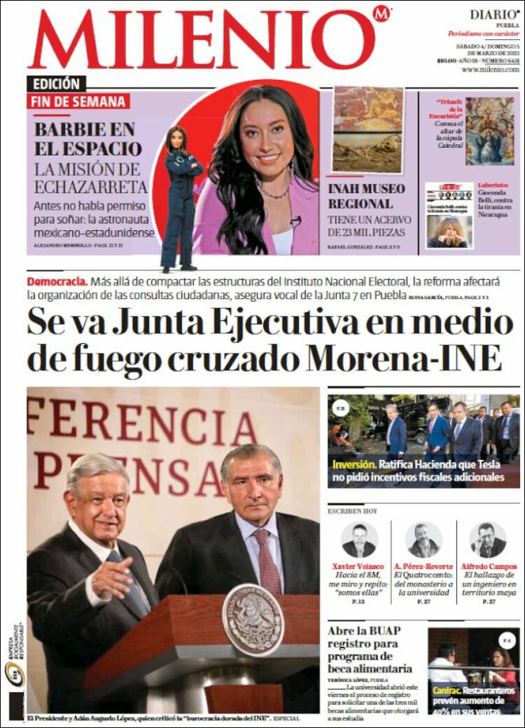 Portada de Milenio de Puebla (México)