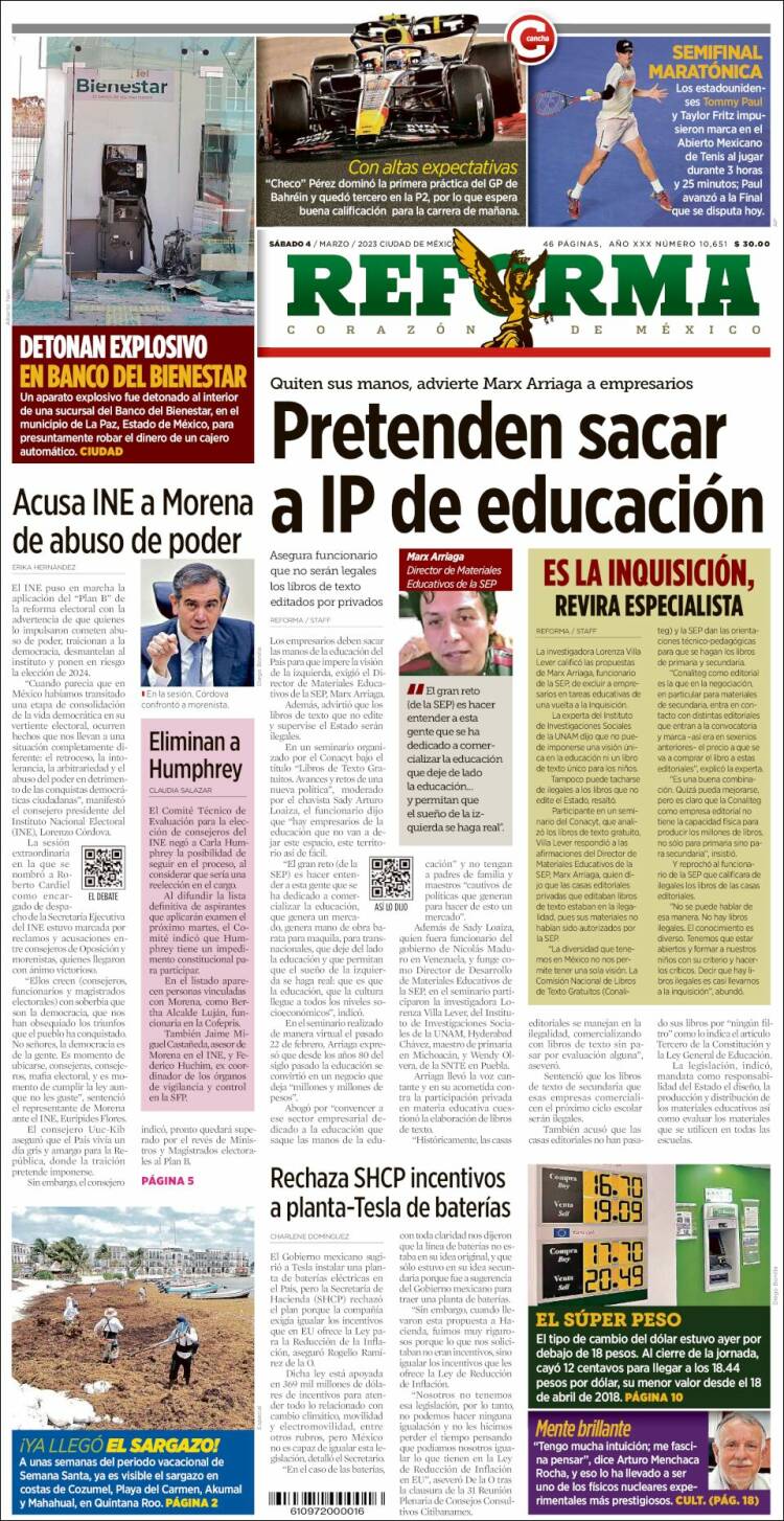 Portada de Reforma (México)