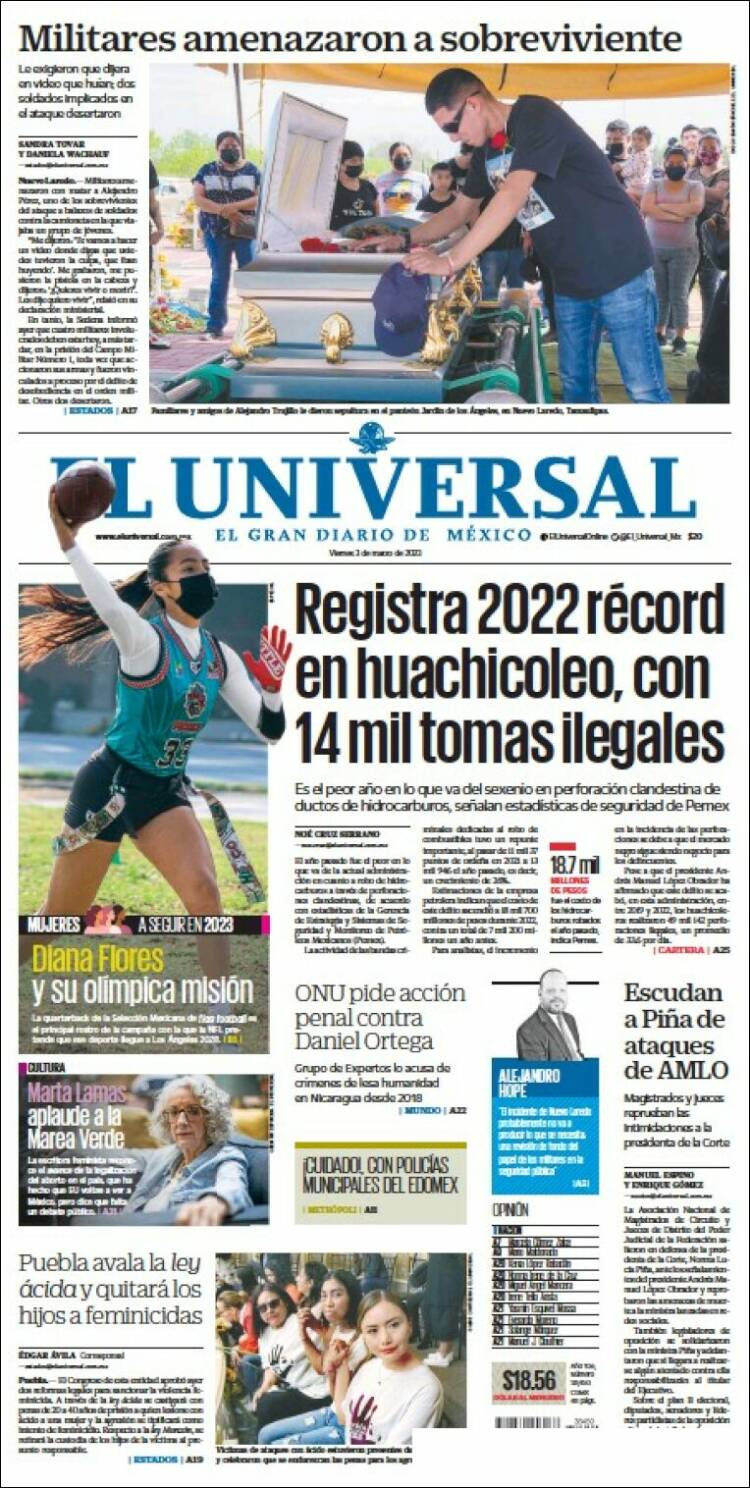 Portada de El Universal (México)