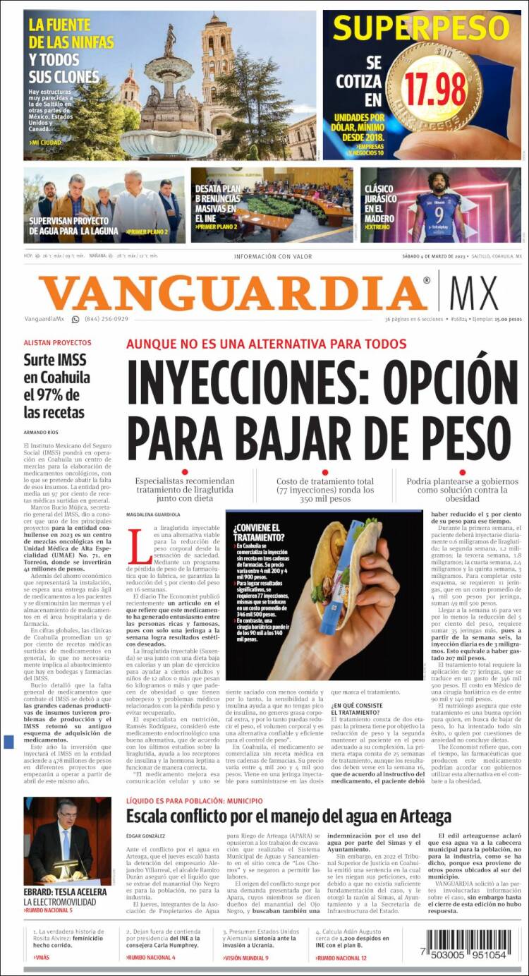 Portada de Vanguardia (México)