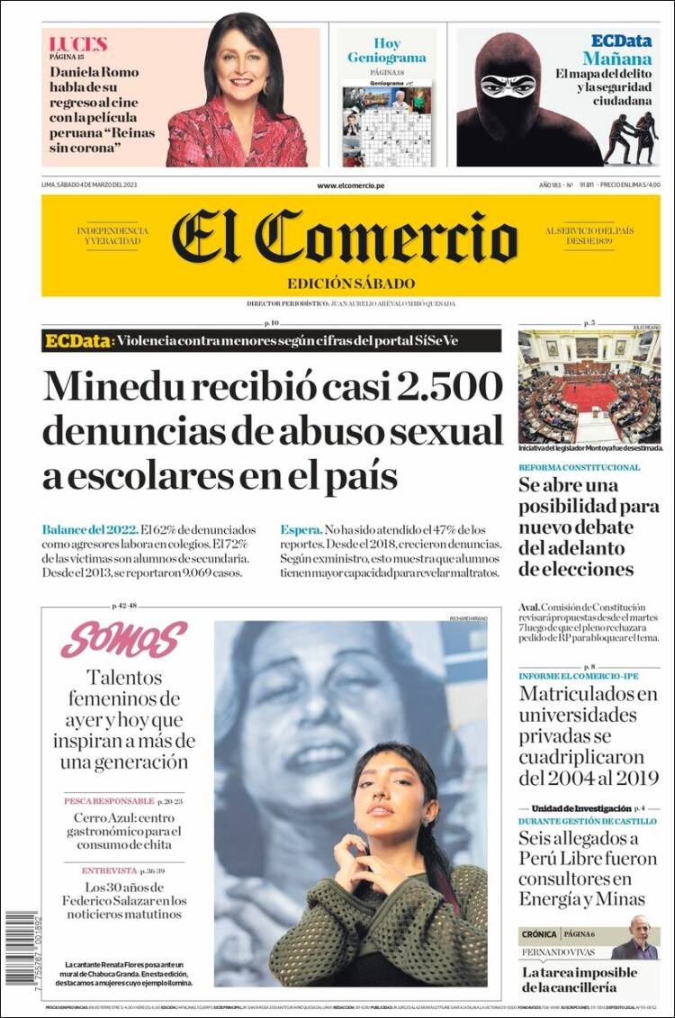 Portada de El Comercio (P&eacute;rou)