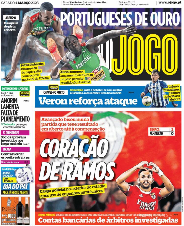 Portada de O Jogo (Portugal)