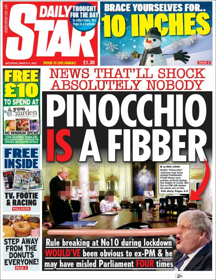 Portada de Daily Star (Reino Unido)