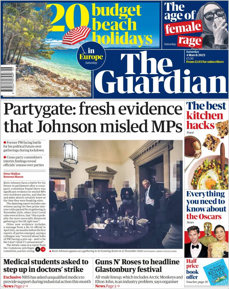 Portada de The Guardian (Reino Unido)